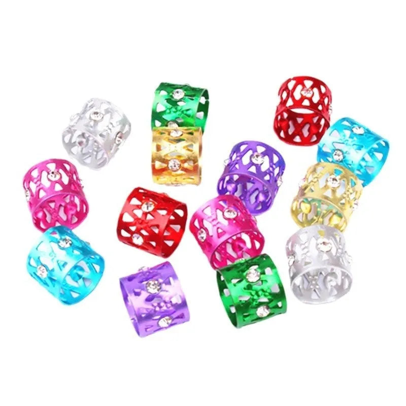 Aluminium hair ring wig decoration with jewel design in multiple colour options