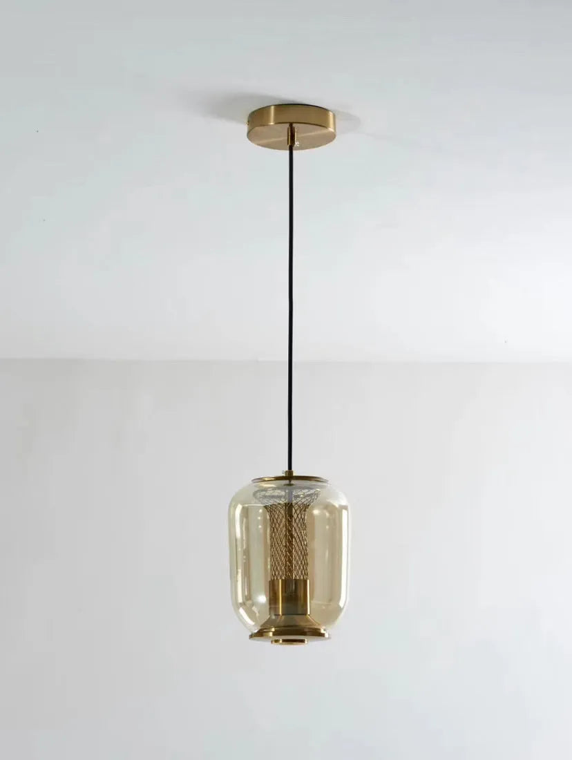 Minimalist Nordic chandelier with metal and glass construction in three colour options