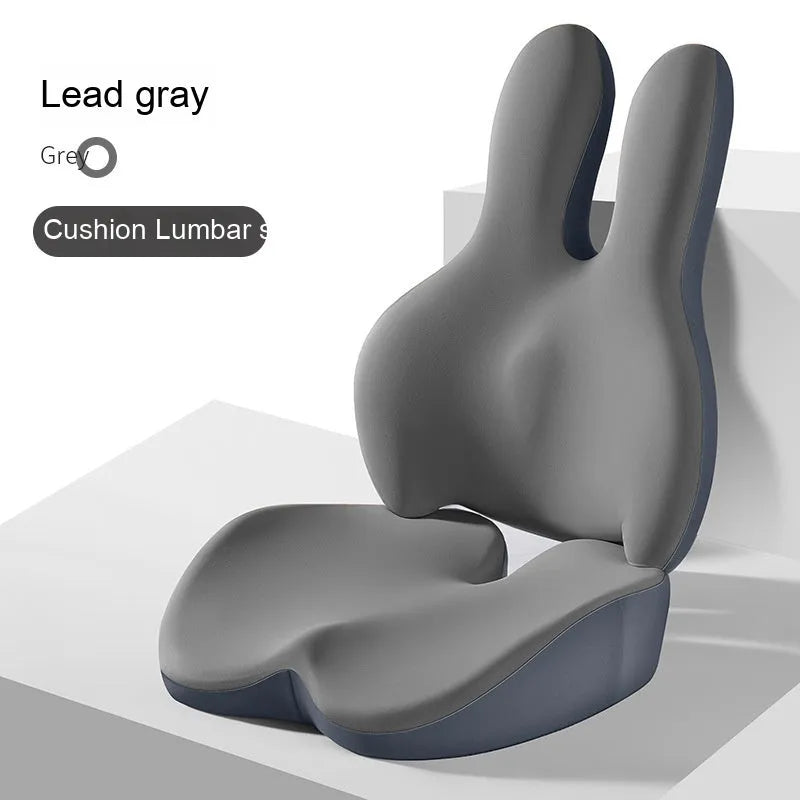 Car seat cushion and lumbar support pad set in a choice of five colours on a car seat.