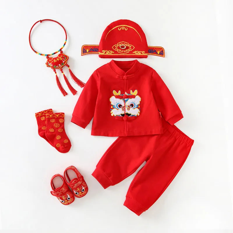 Girls spring cotton Tang suit dress set in star stone pattern with long sleeves for birthday celebration