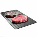 Black aluminium fast defrost tray for thawing frozen meat and food without electricity