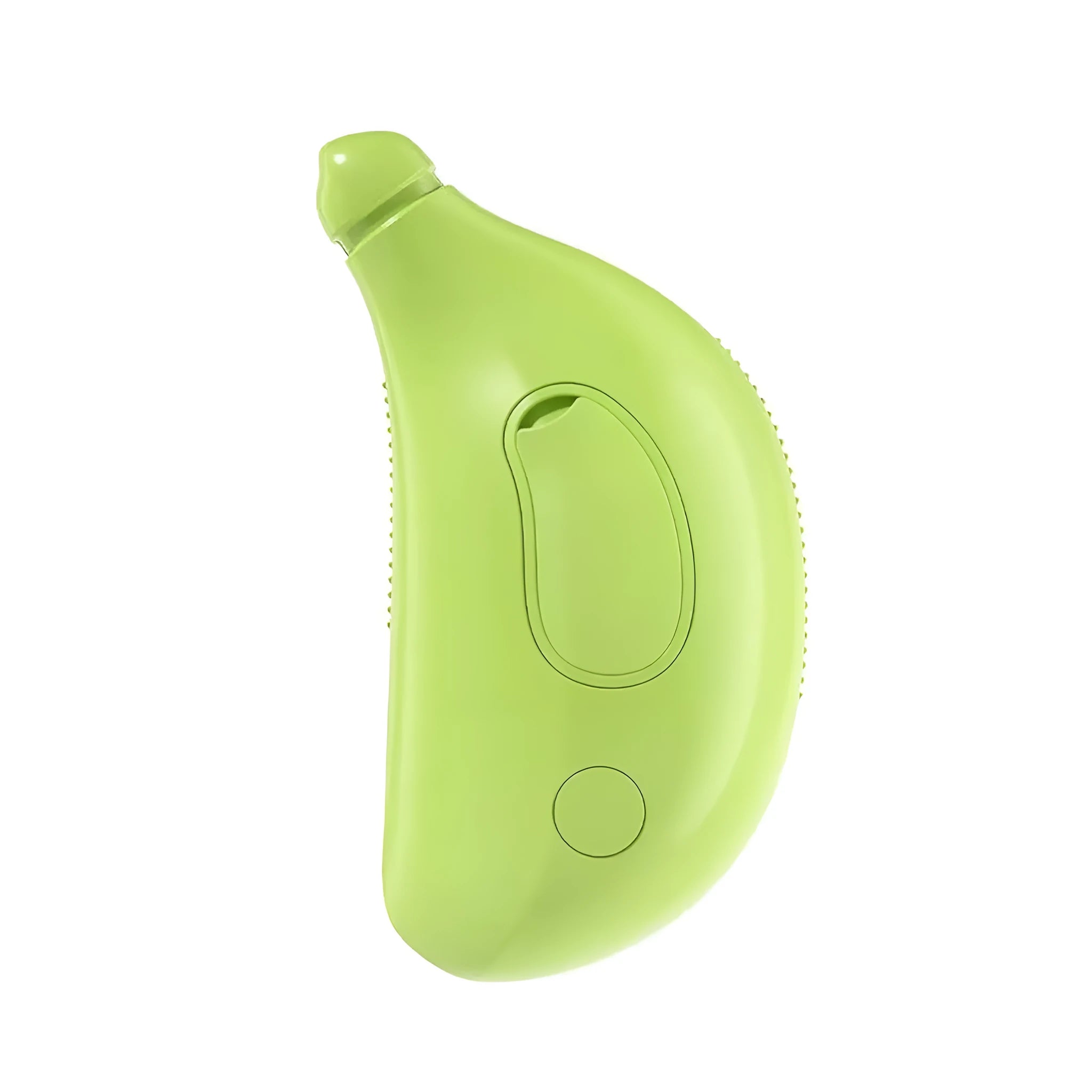 Green and yellow 3-in-1 cat steam brush with silicone construction and paw-shaped teeth