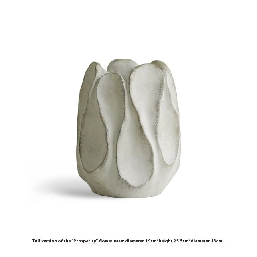 Irregular artistic ceramic vase in magnesium clay for flower arrangements, available in high and low style options