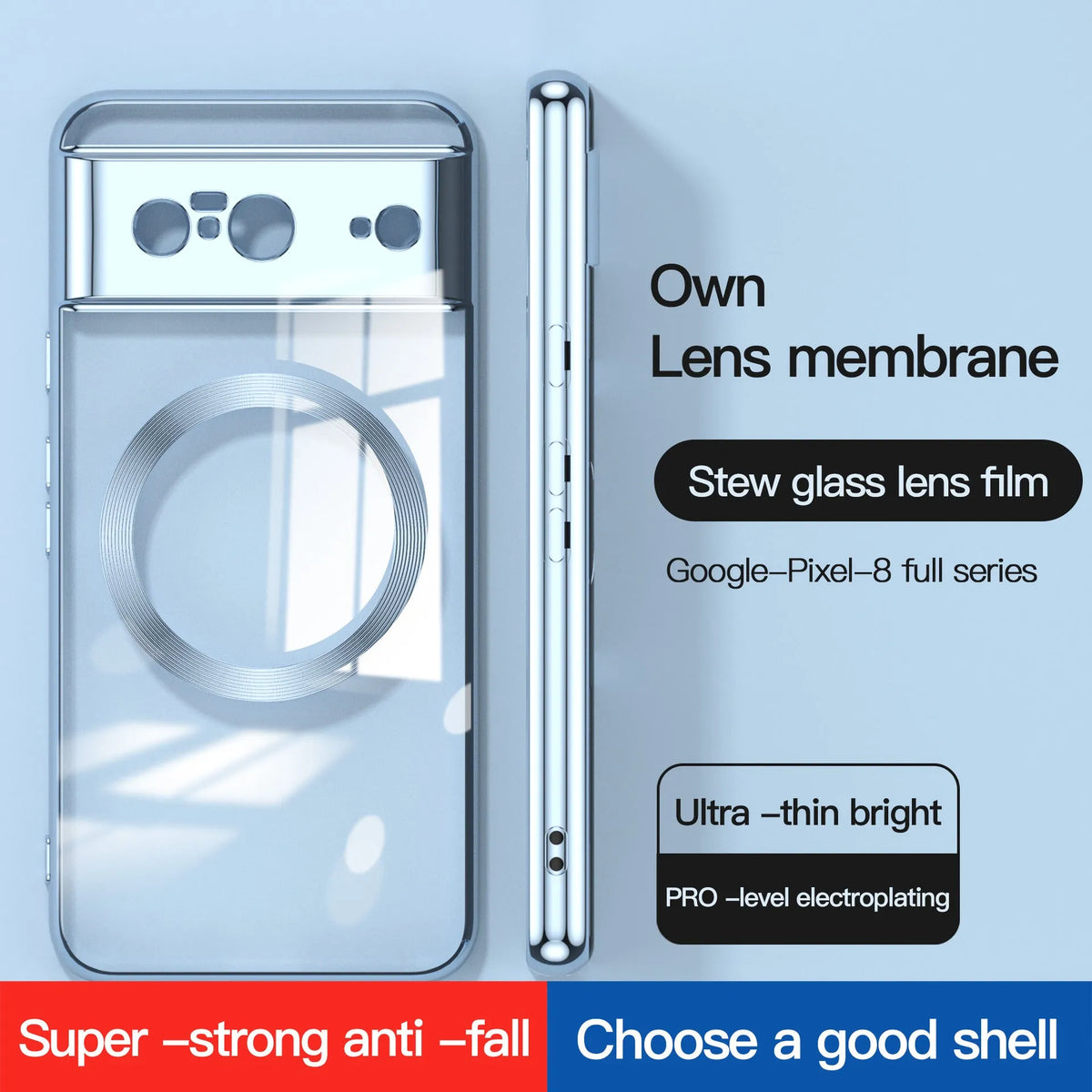 Slim silicone phone case with magnetic ring for Google Pixel 8 Pro, in lavender colour
