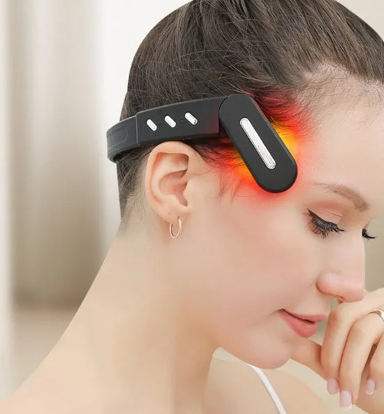 Rechargeable head temple massage instrument with three-speed control in black