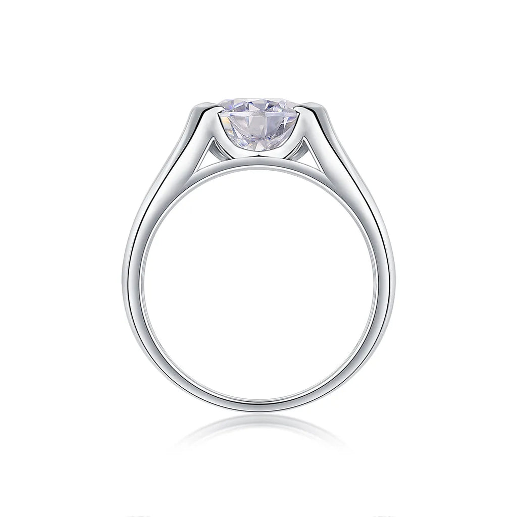 Wedding ring set with 2 carat moissanite stone in platinum-plated S925 silver, gift box and GRA certificate