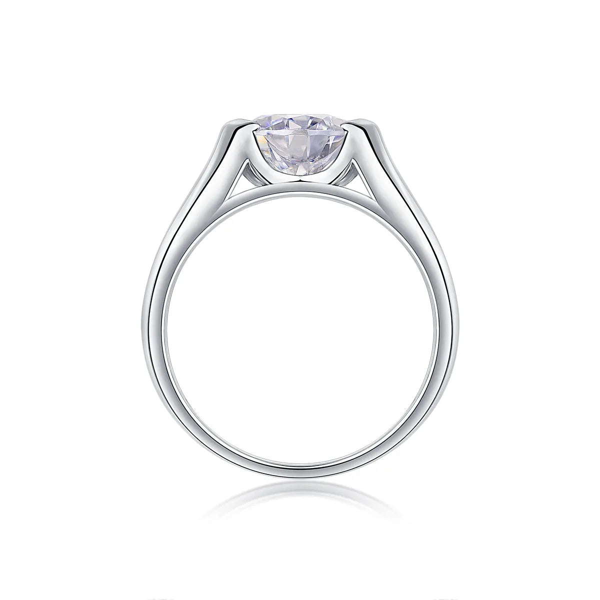 Wedding ring set with 2 carat moissanite stone in platinum-plated S925 silver, gift box and GRA certificate