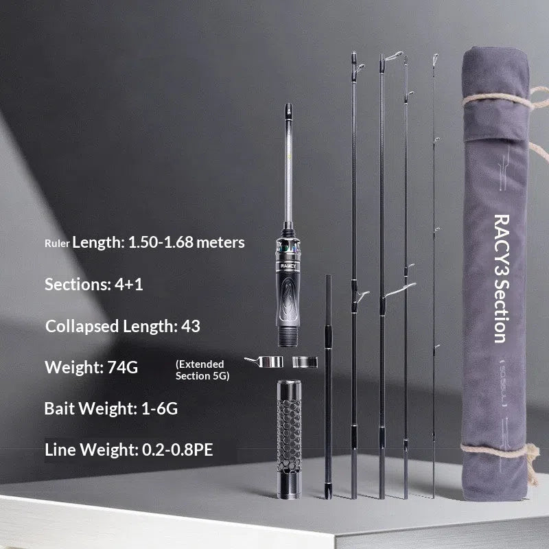 Ultra-short carbon gun-style fishing rod 1.5-1.68m Lanxi 3.0 Battle Armor with all Fuji O-rings for stream fishing
