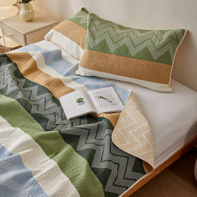 Pure cotton printed bed sheet three-piece set in bedspread style for 2.2 metre beds