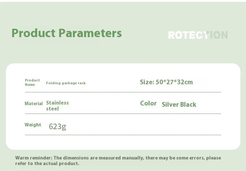 Stainless steel folding garbage bag bracket in Korean style design for outdoor use