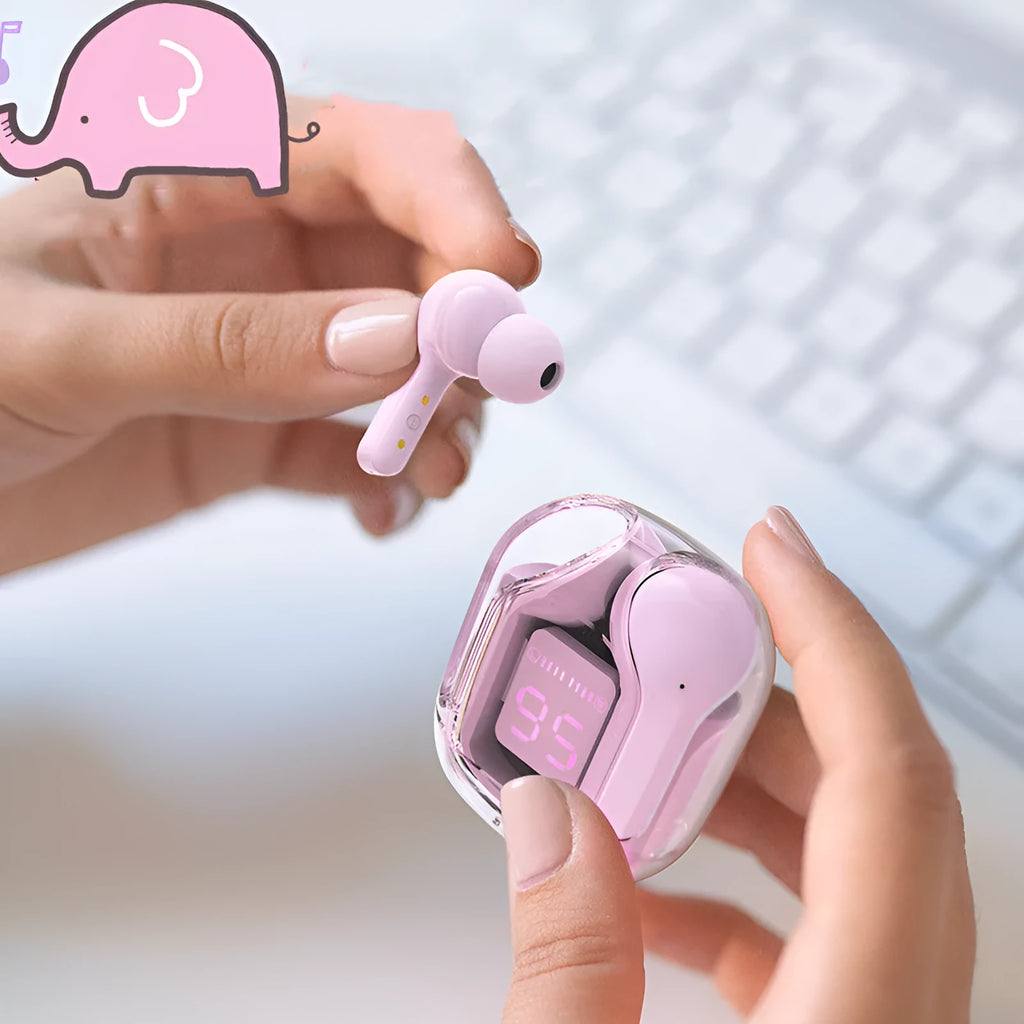 Mini wireless Bluetooth headset with LED digital display in multiple colour options