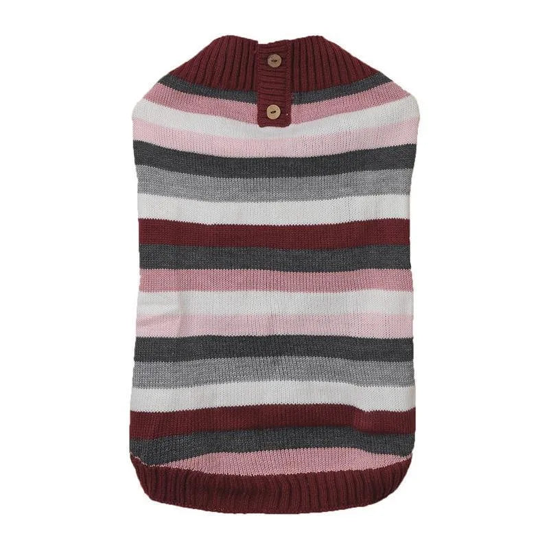 Small medium dog sweater with horizontal zipper and button pocket in contrast colours
