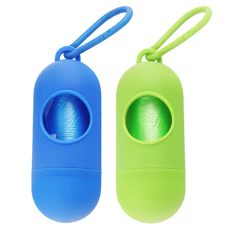 Dog poop bag holder 10cm by 10cm by 5cm with side hook and Velcro bottom in black