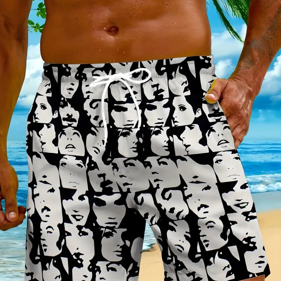 2025 summer men's casual shorts in polyester, simple style, available in multiple colours and sizes S to 2XL