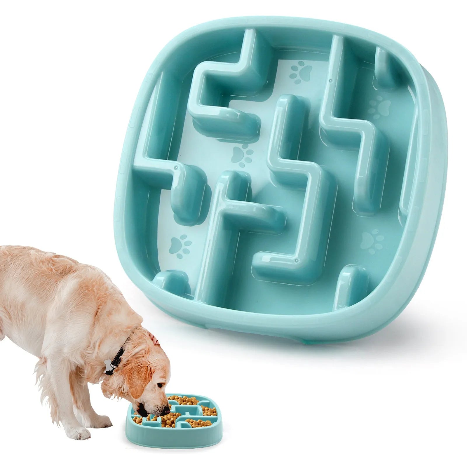 Macaron coloured maze design slow feeding bowl for cats and dogs with anti-slip base
