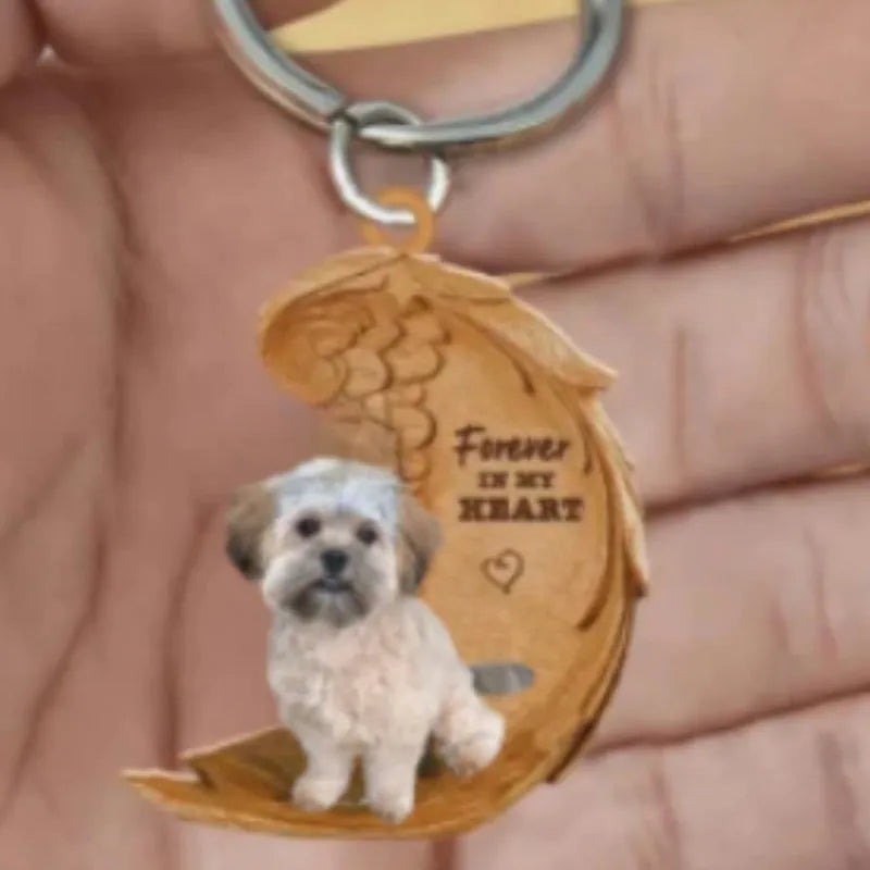 Square acrylic dog hanging ornament for car interior, measuring 9 by 9 centimetres.