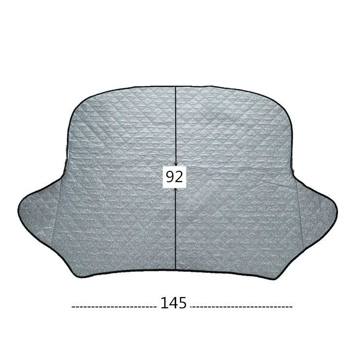 Silver car windshield antifreeze cover 92x145cm with anti-theft door clips for frost and snow protection