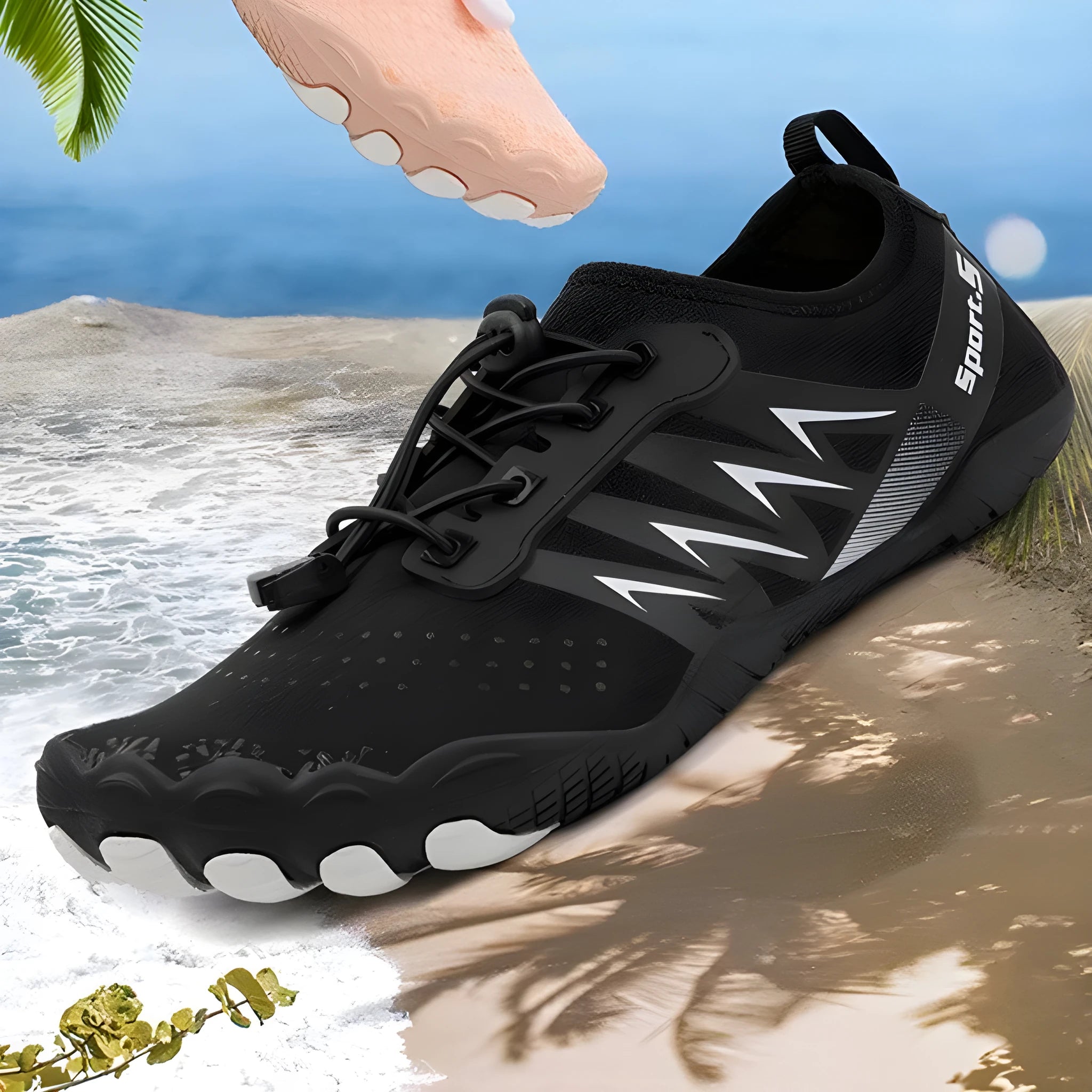 Low-top river tracing shoes in mesh with rubber sole, shown in apricot colour.
