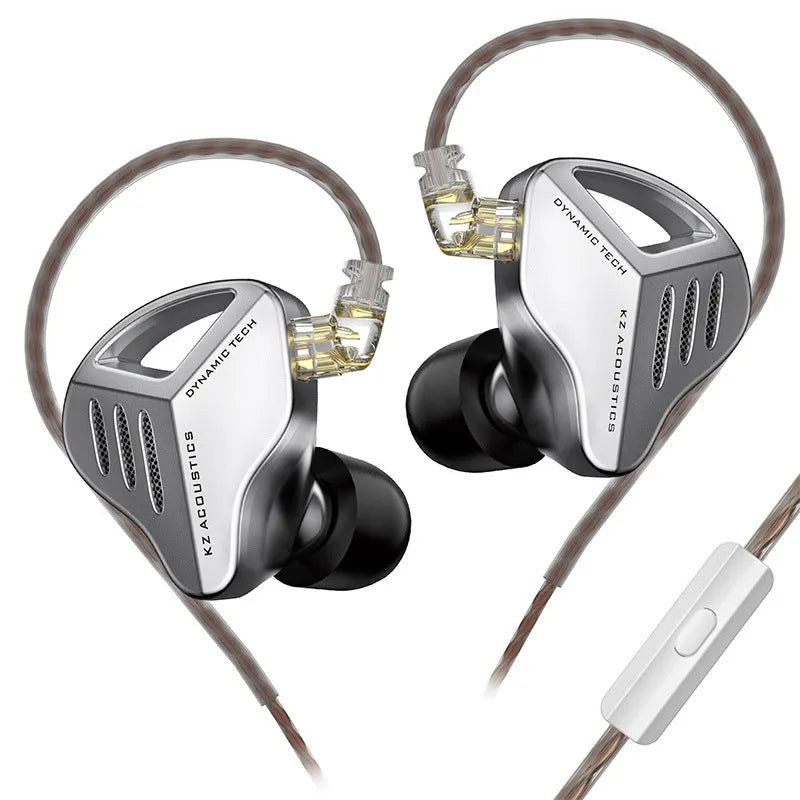 KZ ZAX black and silver blue in-ear headphones with 3.5mm L-bend plug and 1.25m cable