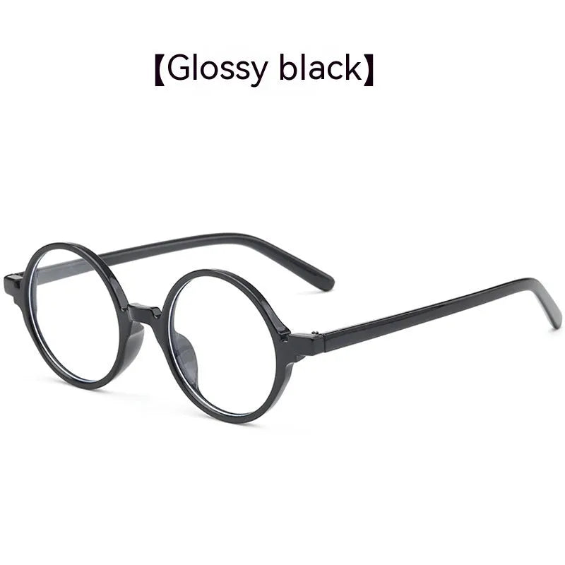 Artistic retro round flat mirror glasses in four colour options on display