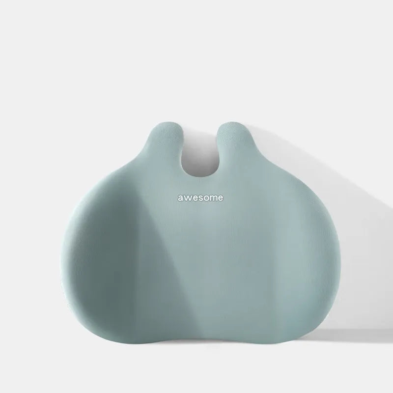 Car headrest and lumbar support pillow set in cloth material, shown in available colours.