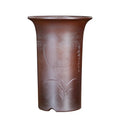 Classical Chinese style round stick bottle orchid pot in firewood flat mouth finish with black plastic support