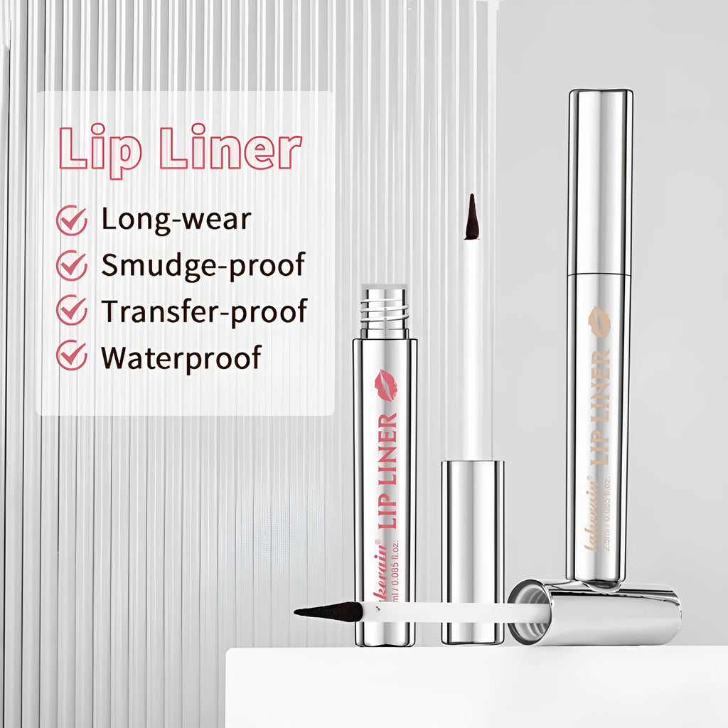 Matte finish lip liner pencil with pointed toe tip in four colour shades