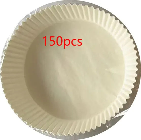 Pack of 50 round white disposable paper liners for air fryers and ovens