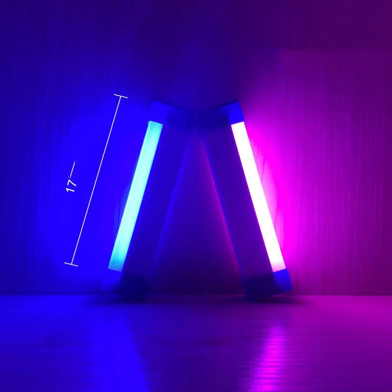 Rechargeable LED tube night light in blue and purple colours with USB charging cable