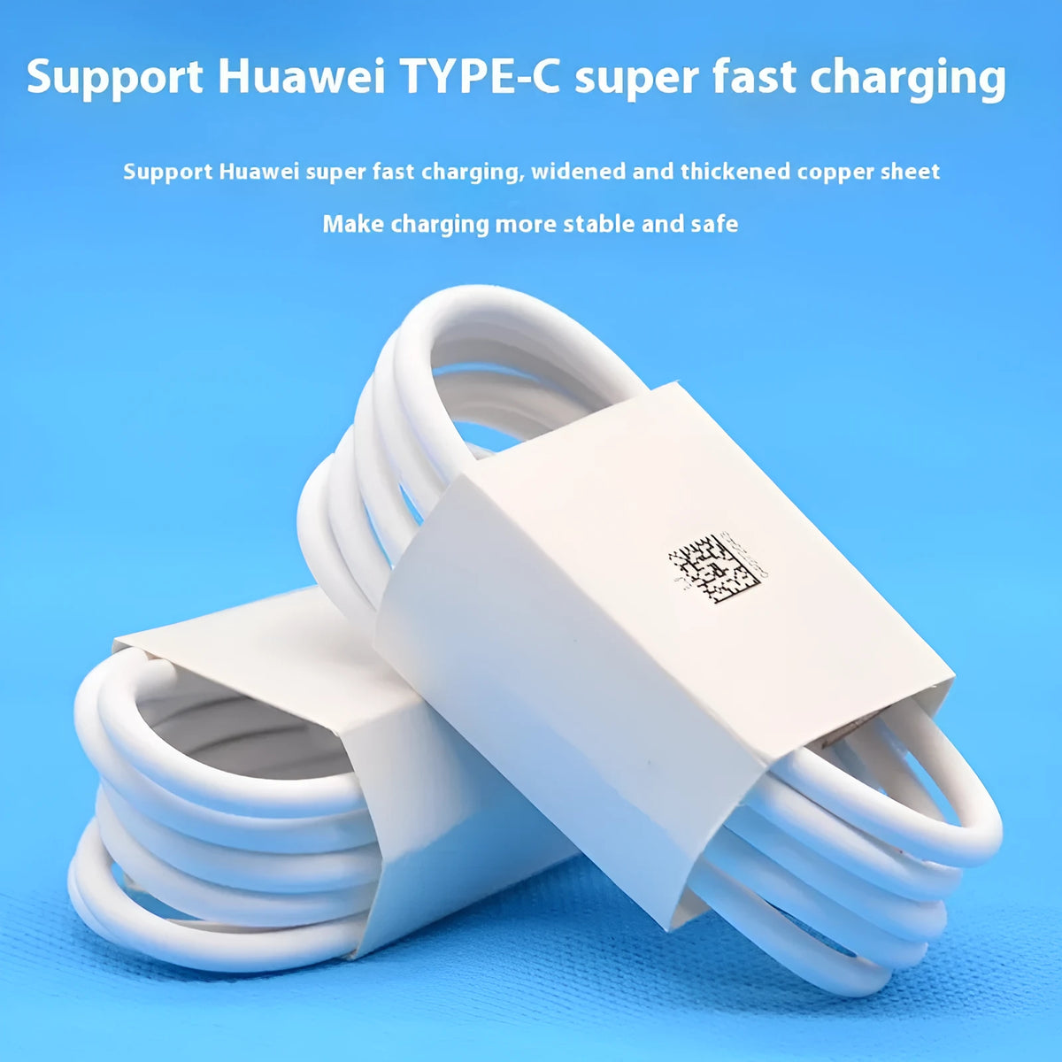 White 6A Type-C fast charging cable 1 metre length with TPE jacket