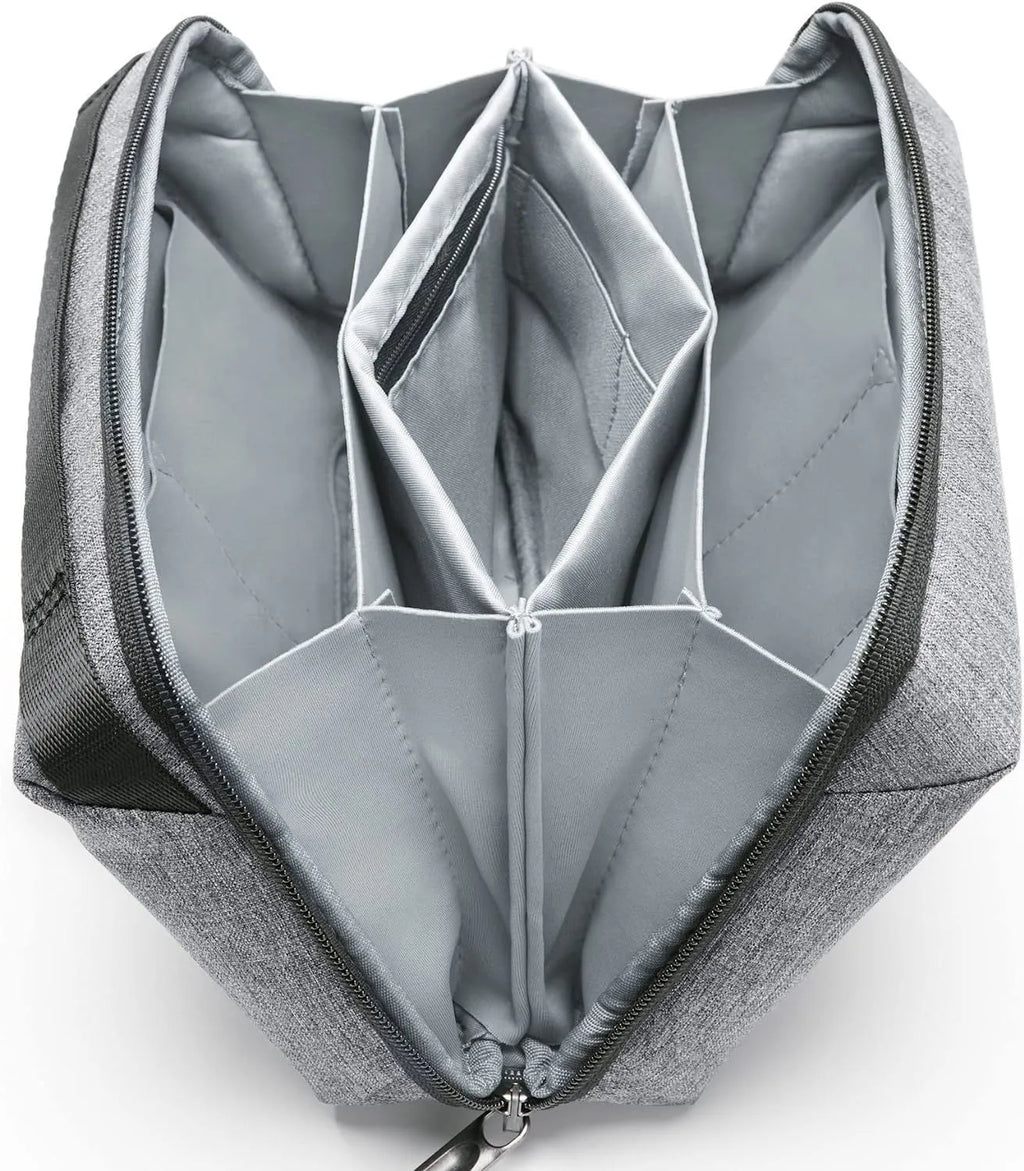 Grey polyester Japanese style cylindrical storage bag for data cables and accessories