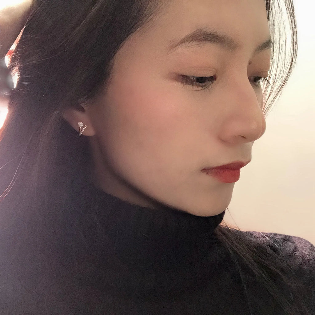Pair of silver plated geometric earrings for women, gold pair price colour, Korean style, with silver ear nails