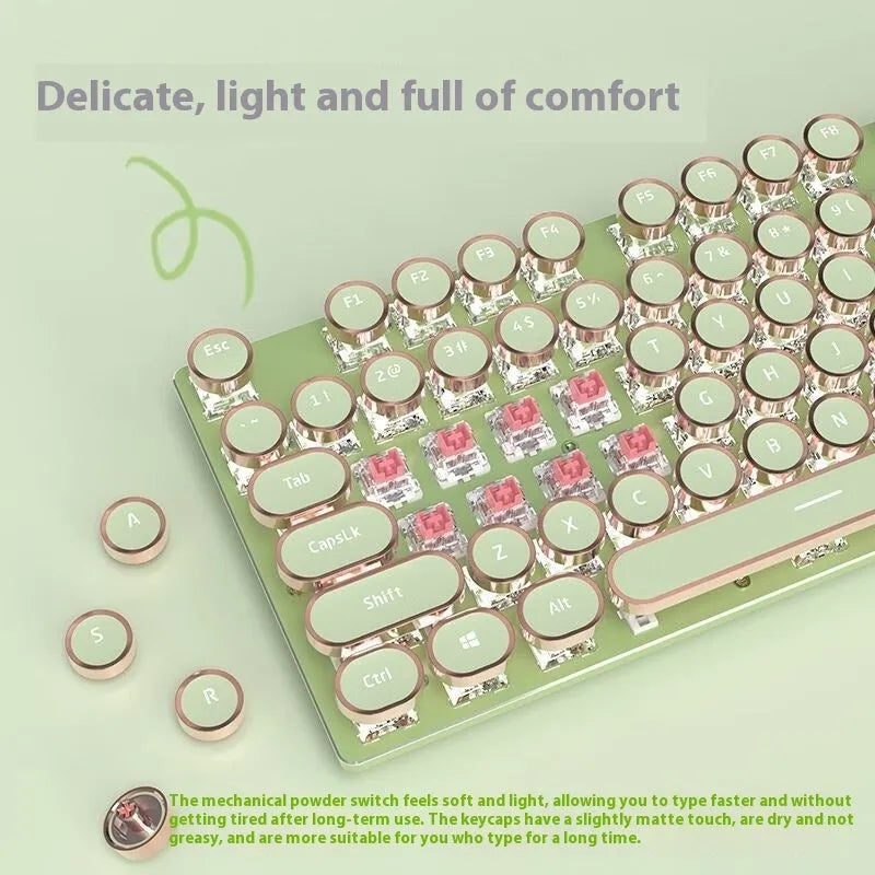 Matcha 87-key wired keyboard with white backlighting and multifunctional knob, aluminium alloy construction