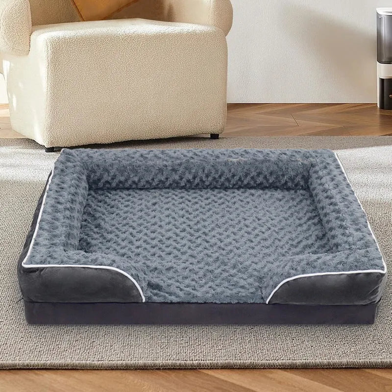 Removable washable waterproof dog kennel mat in light grey, shown in a metal crate.