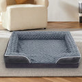 Removable washable waterproof dog kennel mat in light grey, shown in a metal crate.