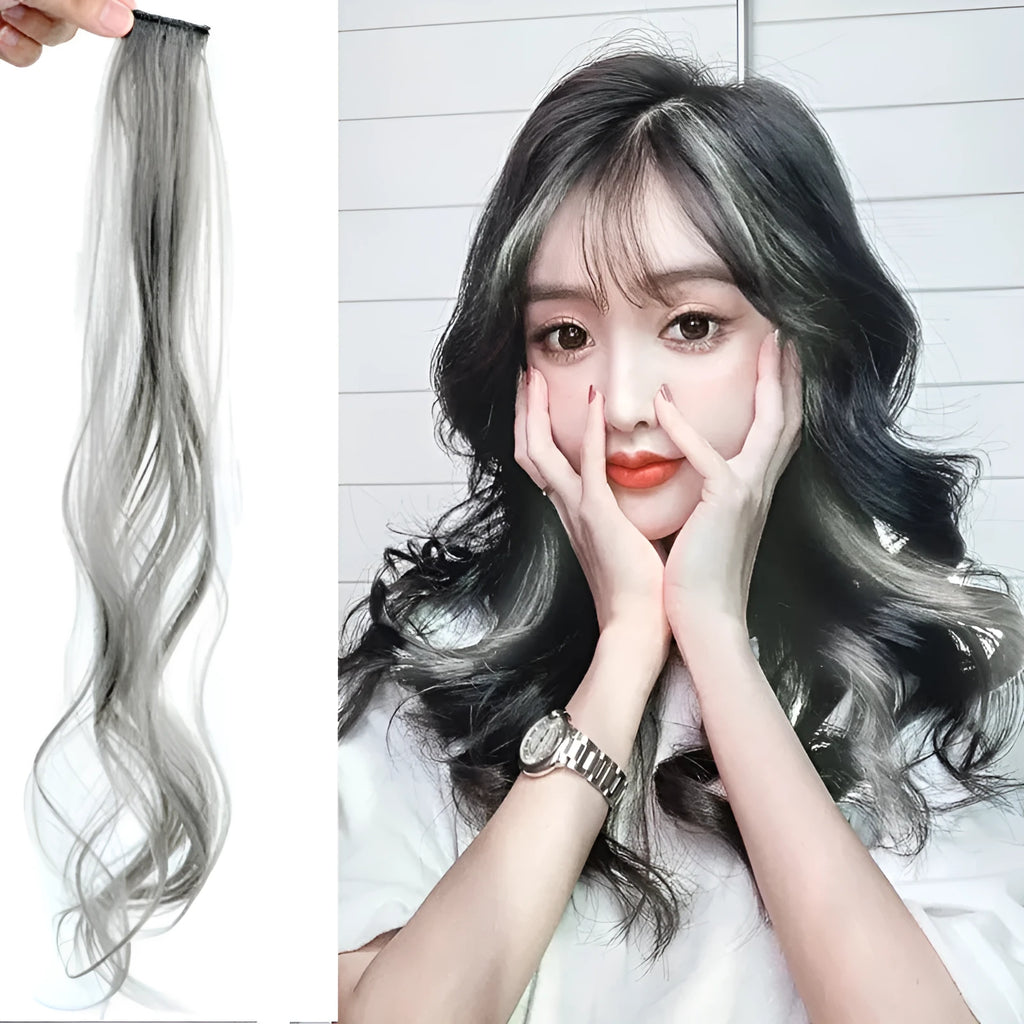 Gradient colour long curly hair wig patch extension piece approximately 60cm in length