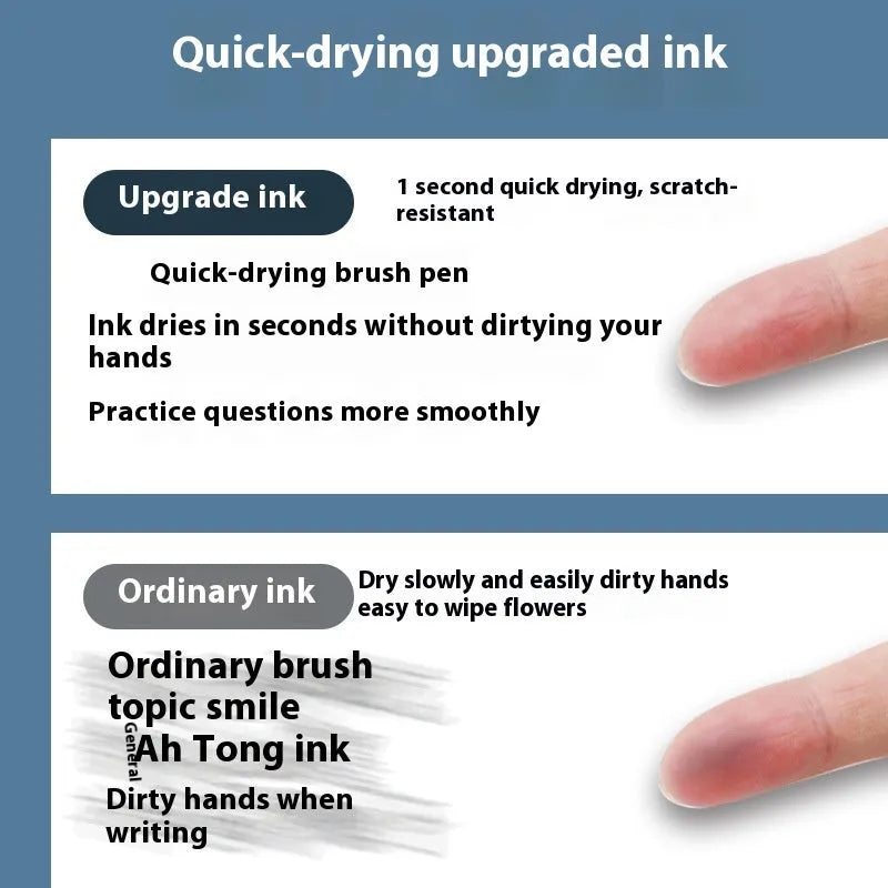 One Second Quick-drying refill neutral push bullet available in black red blue and ink blue with 500 metre writing length