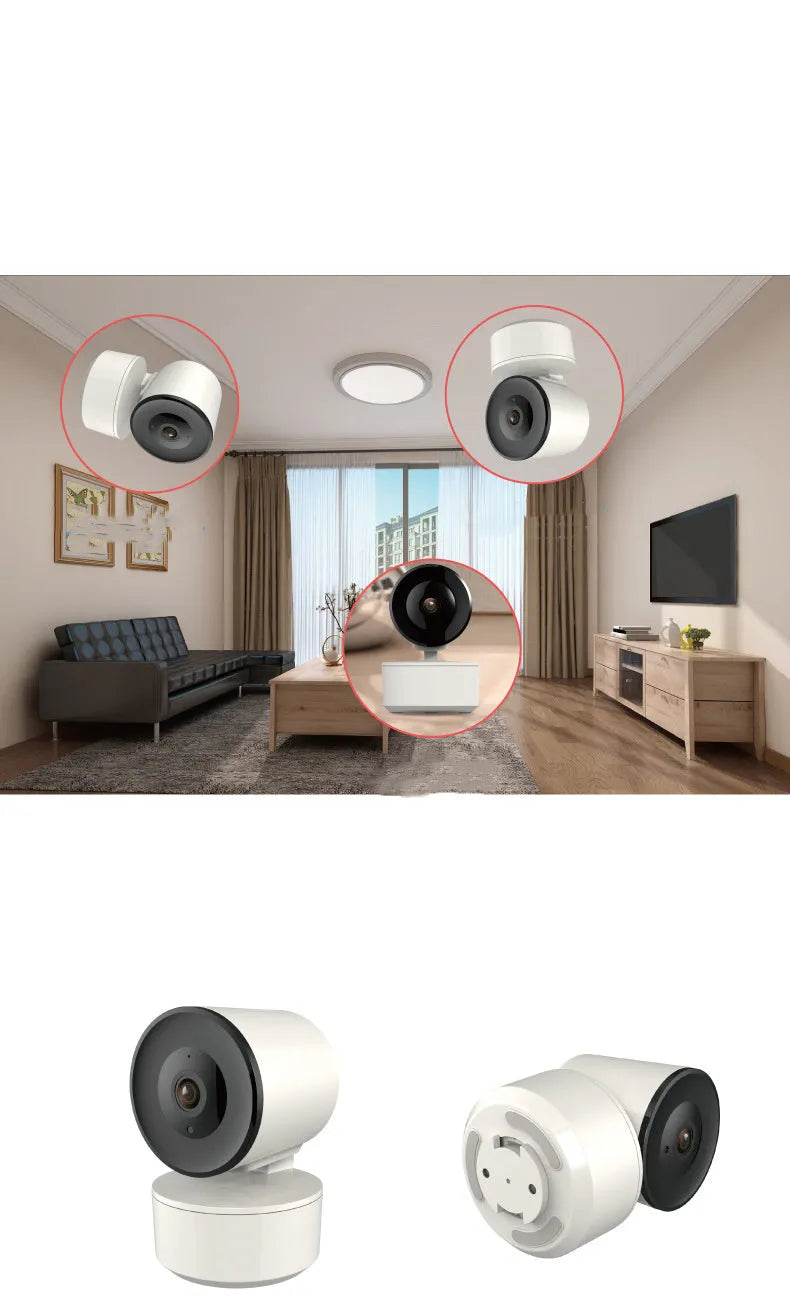 Smart WiFi indoor security camera with 1080p resolution and PTZ rotation capability