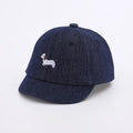 Denim puppy baseball cap for babies with 48cm head circumference in light blue