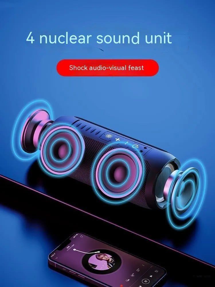 Bluetooth stereo mini wireless speaker with four speakers and call function in black