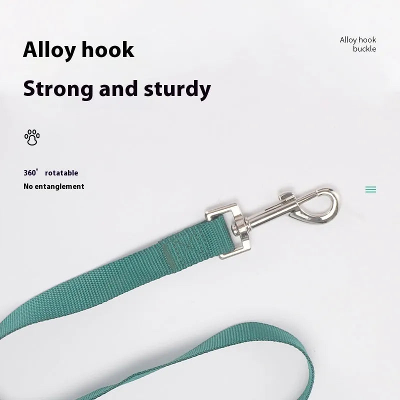 Solid colour polyester dog lead showing loop handle and single rope in one of twelve available colours.