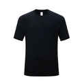 Men's round neck pure cotton loose t-shirt in black solid colour