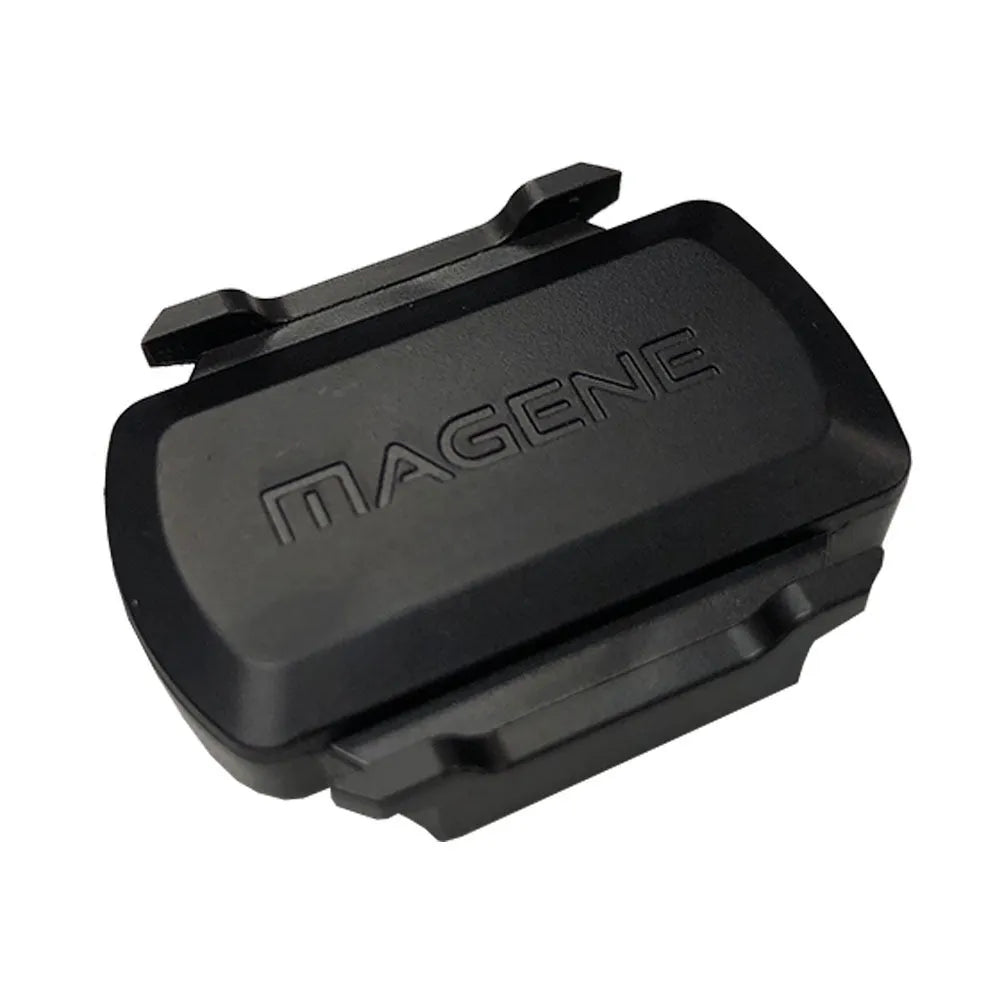 Black wireless speed cadence sensor with ANT+ and Bluetooth for cycling, S3+ ABS waterproof design