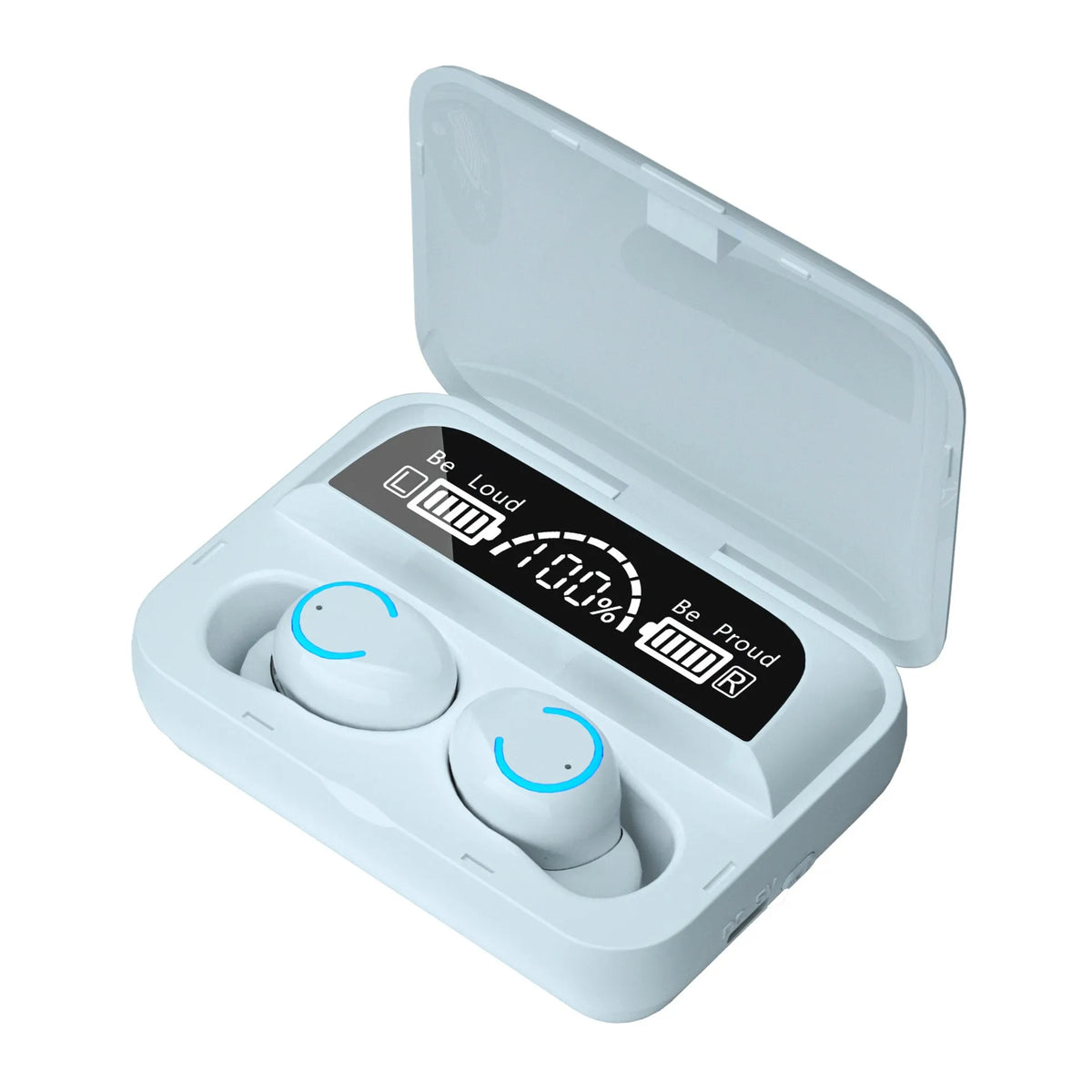 R12 luxury mirror black Bluetooth sports in-ear headset with magnetic charging bay and flashlight