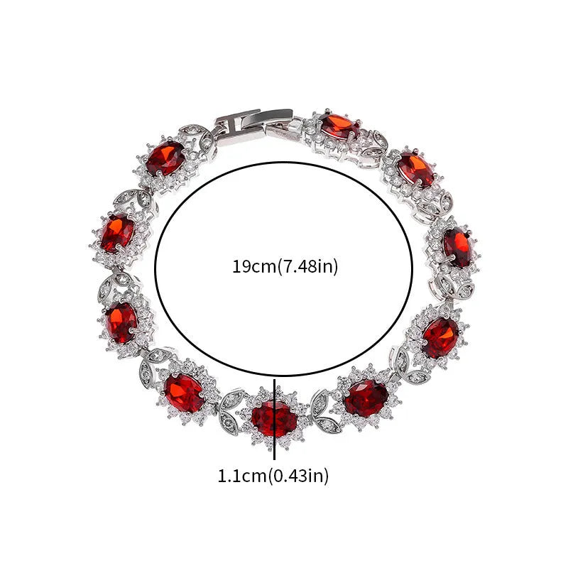 Simple zircon bracelet for women with electroplating finish in gemstone colour variations