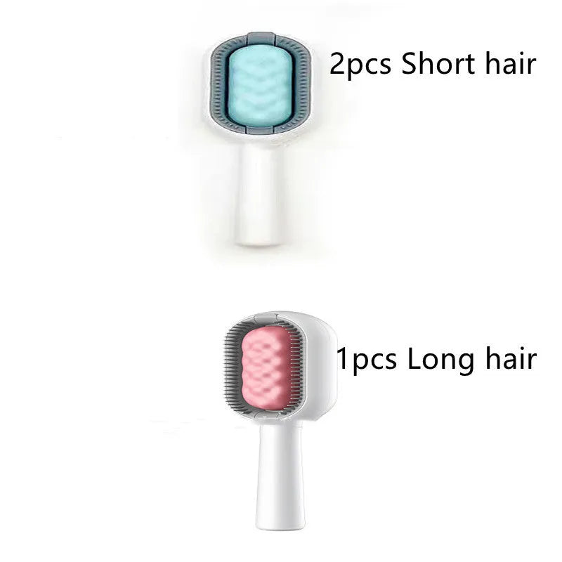 Green plastic pet hair removal comb with disposable wipes sticker for cats and dogs