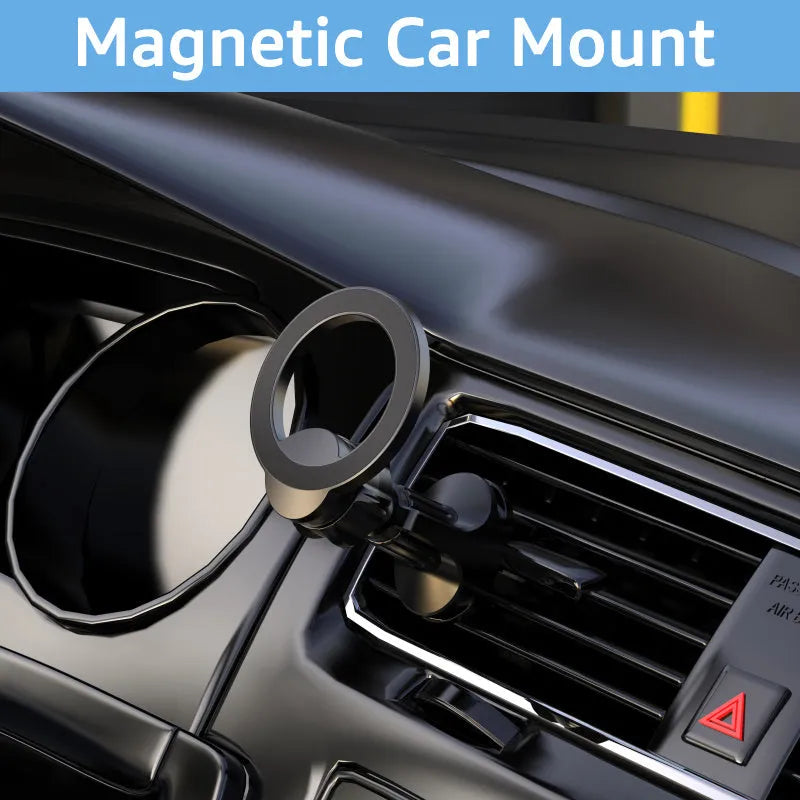 Black O-ring magnetic car phone holder for smartphones up to 6.8 inches