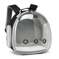 Pet backpack hamster carrier with clear bubble window in black showing side mesh vent