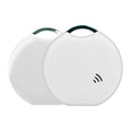 Plastic Bluetooth pet tracker in white, 40x40x10mm, on a cat collar