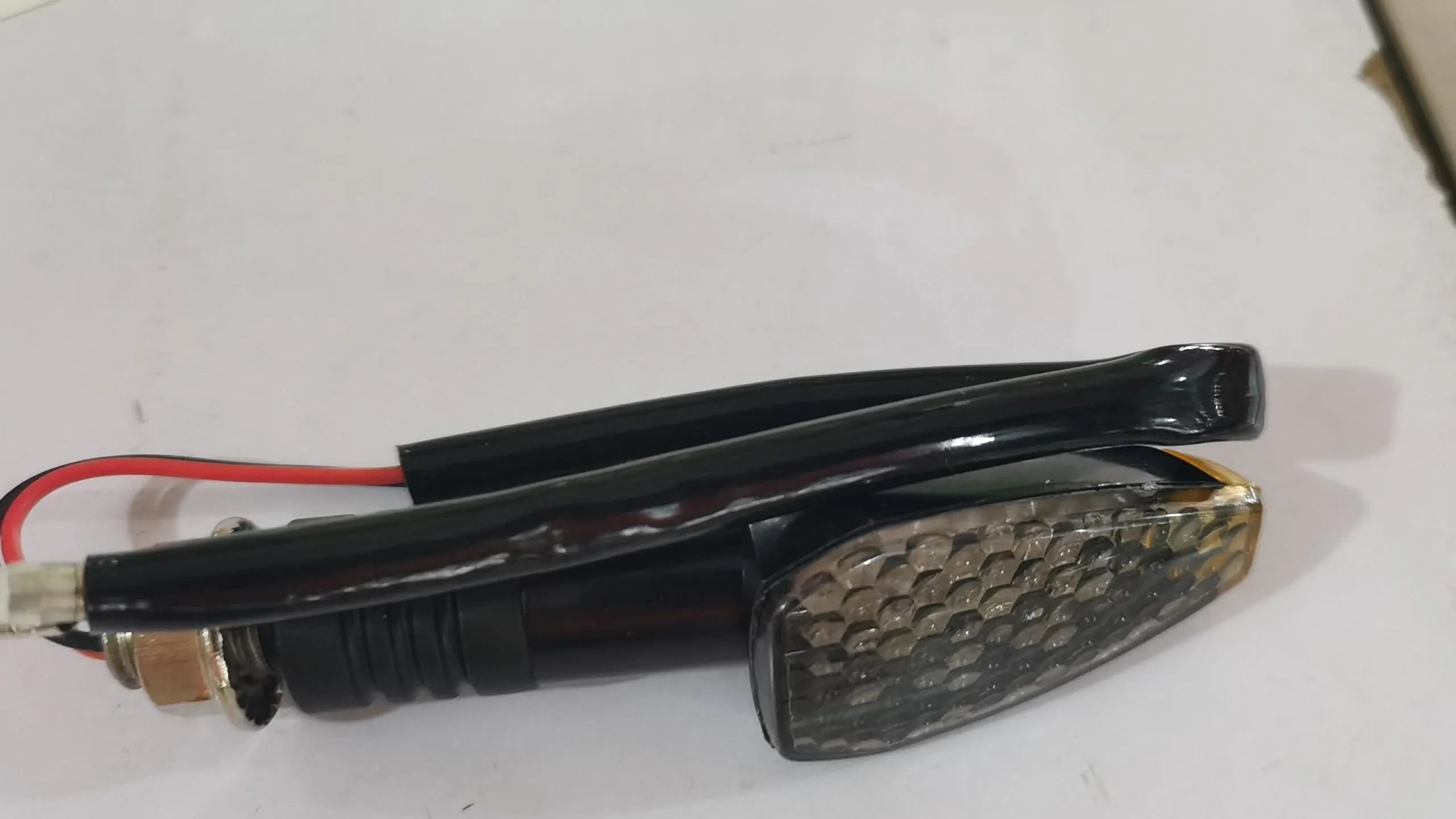 Motorcycle LED turn signal light 85mm length blackened shell yellow light for 12V DC bikes